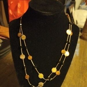 Park-Lane Elegant Gold and Brown Beaded Necklace